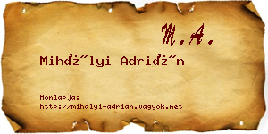 Mihályi Adrián névjegykártya